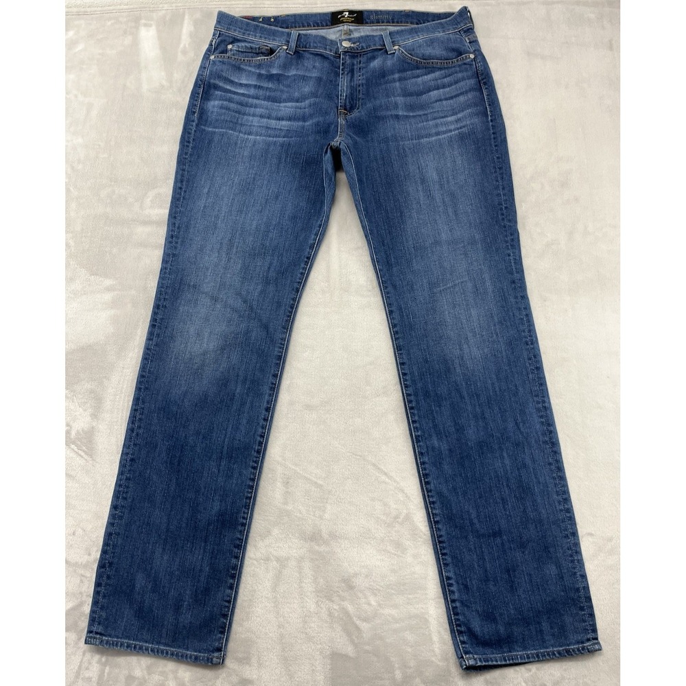 7 For All Mankind Jeans Men 38 Blue Wash Foolproof Denim Slimmy Whisker Straight